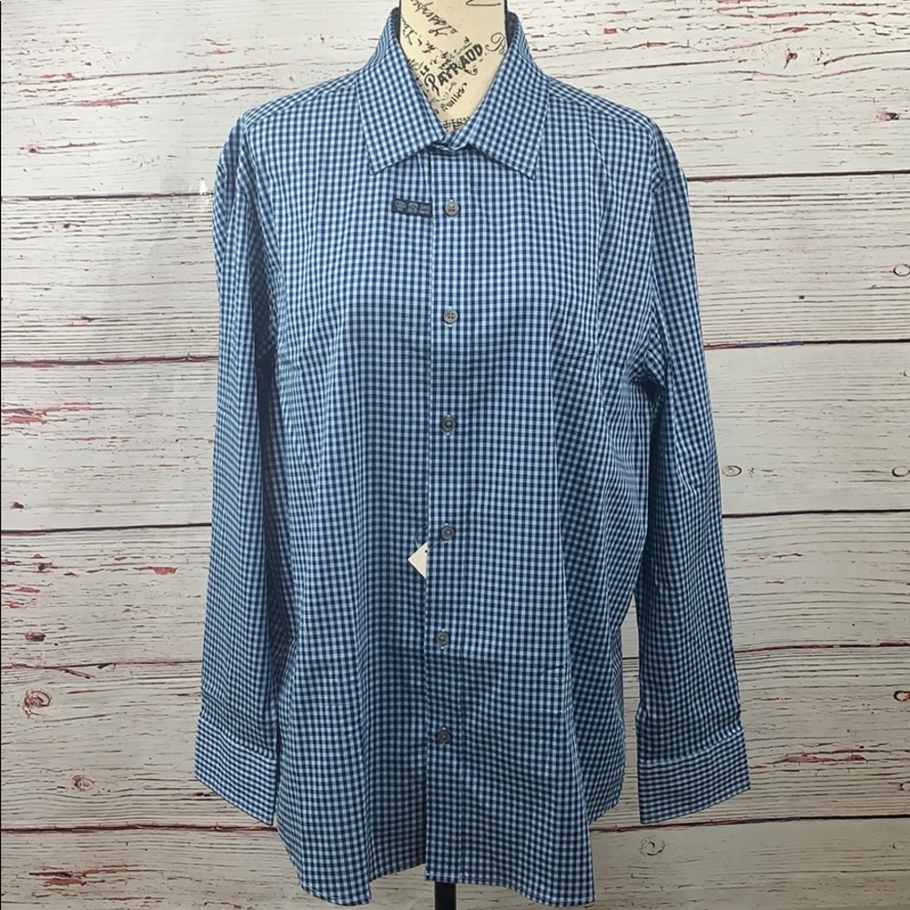 LUCK BRAND BUTTON DOWN PLAID SHIRT BLUE/400
